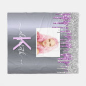 Silver glitter paarse fotomonogram fleece deken (Voorkant (Horizontaal))