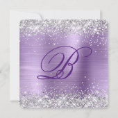 Silver Glitter Paarse geborstelde Folie 60e geboor Kaart (Voorkant)