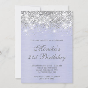 Silver Glitter Paarse Metal Bold 21st Verjaardag Kaart