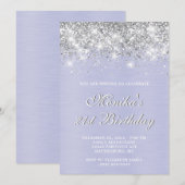 Silver Glitter Paarse Metal Bold 21st Verjaardag Kaart (Voorkant / Achterkant)