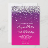 Silver Glitter Paarse Roze Gradient 40e Verjaardag Kaart (Voorkant)
