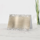 Silver Glitter Pale Gold Foil Bridesmaid Bedankkaart (Achterkant)