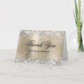 Silver Glitter Pale Gold Foil Bridesmaid Bedankkaart (Voorkant)