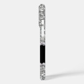 Silver Glitter & Pareltjes met naam en monogram Case-Mate iPhone Case (Achterkant / Links)