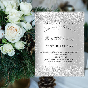 Silver glitter-partij elegant luxe verjaardag kaart