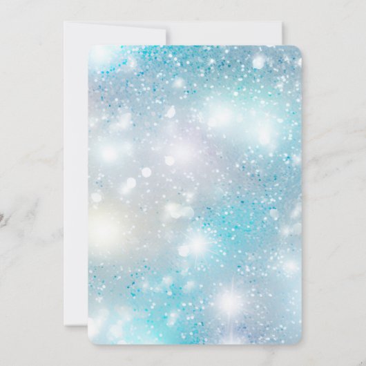 Silver Glitter Party Aqua Blue Bokeh Verjaardag Kaart (Achterkant)