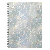 Silver Glitter Party Blauw Wit Bokeh Verjaardag Notitieboek (Voorkant)