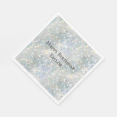 Silver Glitter Party Blauw Wit Bokeh Verjaardag Servet (Hoek)