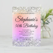 Silver Glitter Pastel Regelbooggradiënt Kaart (Staand voorkant)