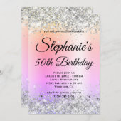 Silver Glitter Pastel Regelbooggradiënt Kaart (Voorkant / Achterkant)