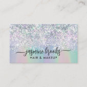 Silver Glitter Pastelgradiënt Elegant Visitekaartje (Voorkant)