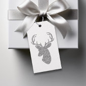 Silver Glitter Pattern Kijk-like Deer Head Cadeaulabel
