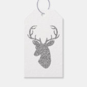 Silver Glitter Pattern Kijk-like Deer Head Cadeaulabel (Voorkant)