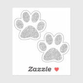 Silver Glitter Paw Prins Sticker (Vel)