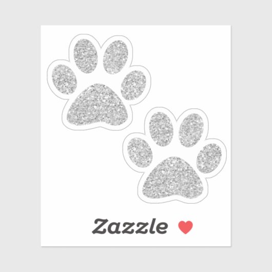 Silver Glitter Paw Prins Sticker (Vel)
