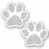 Silver Glitter Paw Prins Sticker (Voorkant)