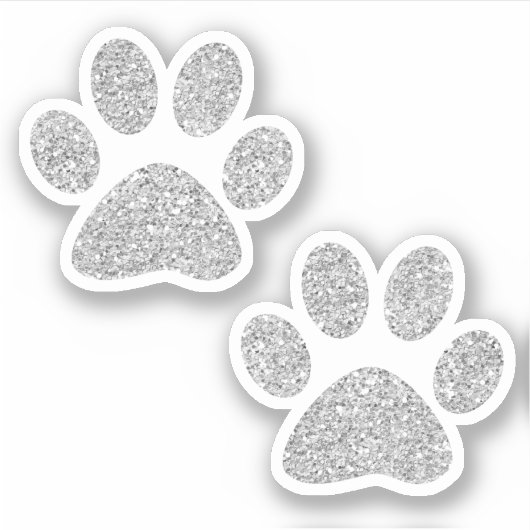 Silver Glitter Paw Prins Sticker (Voorkant)