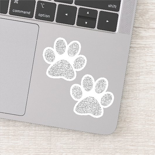 Silver Glitter Paw Prins Sticker (Detail)