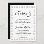 Silver Glitter Paw Prints Weddenschap Kaart (Voorkant / Achterkant)