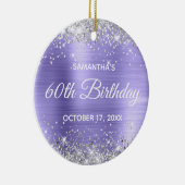Silver Glitter Periwinkle Folie 60th Birthday Keramisch Ornament (Rechts)
