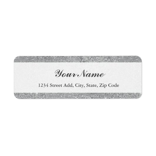 Silver Glitter Persoonlijk terugkeeradres Etiket (Voorkant)