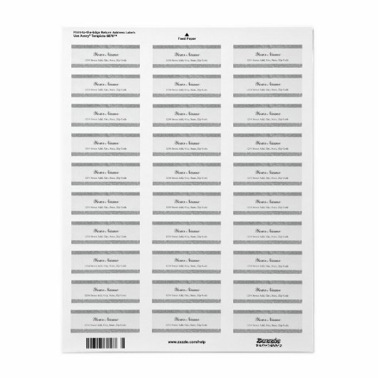 Silver Glitter Persoonlijk terugkeeradres Etiket (Full Sheet)