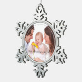 Silver Glitter Persoonlijke Foto en Citaat Tin Sneeuwvlok Ornament (Rechts)