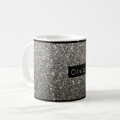 Silver Glitter Persoonlijke naam Koffiemok (Voorkant links)