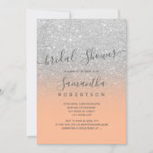 Silver glitter perzik script vrijgezellenfeest kaart (Voorkant)