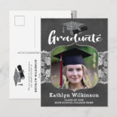 Silver Glitter Pet Foto Afstuderen Aankondiging Briefkaart (Voorkant / Achterkant)