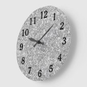 Silver Glitter Photo Black Numbers Grote Klok (Hoek)