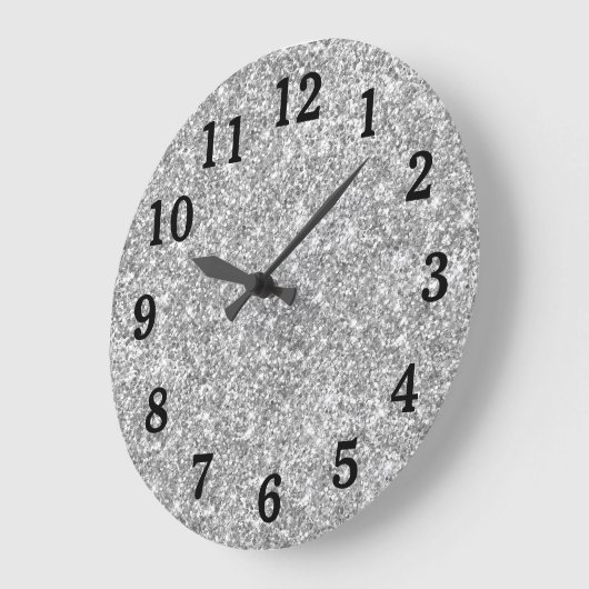 Silver Glitter Photo Black Numbers Grote Klok (Hoek)