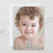 Silver Glitter Photo Boys Girls 3e verjaardag Kaart (Voorkant)