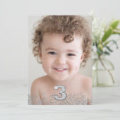 Silver Glitter Photo Boys Girls 3e verjaardag Kaart (Staand voorkant)