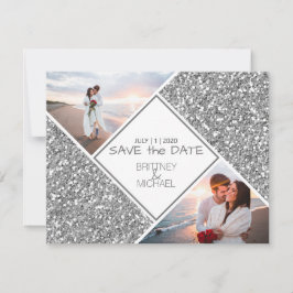 Silver Glitter Photo Collage Aankondiging