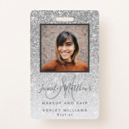 Silver Glitter Photo Makeup Hair Salon Badge