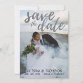 Silver Glitter Photo Mountains Bewaar de datum Save The Date (Voorkant)