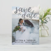 Silver Glitter Photo Mountains Bewaar de datum Save The Date (Staand voorkant)