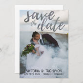 Silver Glitter Photo Mountains Bewaar de datum Save The Date (Voorkant / Achterkant)