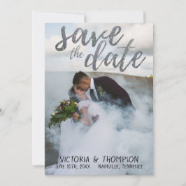 Silver Glitter Photo Mountains Bewaar de datum Save The Date