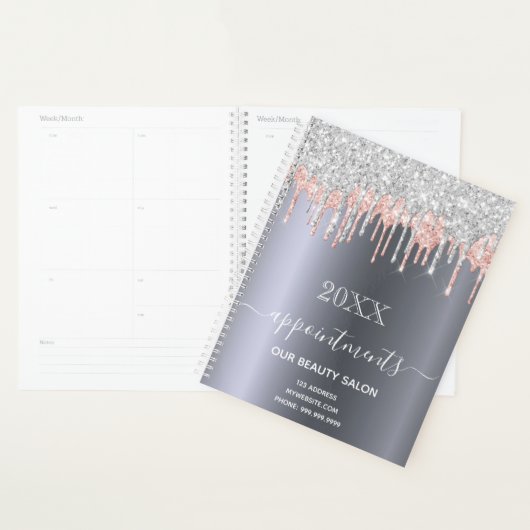 Silver glitter pink beauty Lounge appoints 2022 Planner (Display)
