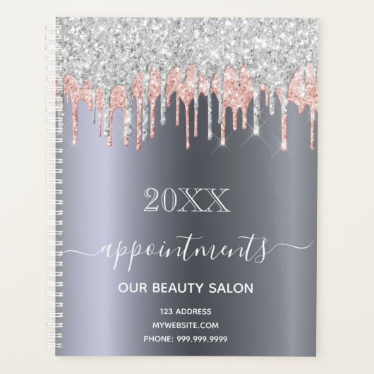 Silver glitter pink beauty Lounge appoints 2022 Planner (Voorkant)