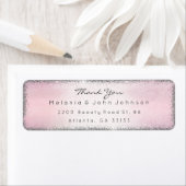 Silver Glitter Pink bedankt RSVP Delicate Etiket (Insitu)