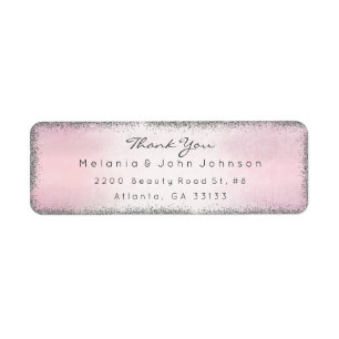 Silver Glitter Pink bedankt RSVP Delicate Etiket
