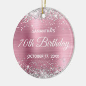 Silver Glitter Pink Folie 70e verjaardag Keramisch Ornament (Links)