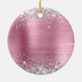 Silver Glitter Pink Folie 70e verjaardag Keramisch Ornament (Achterkant)
