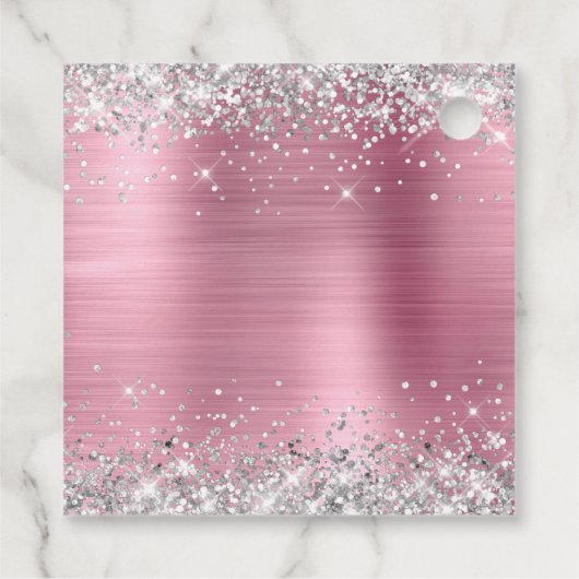 Silver Glitter Pink Folie Baby shower Hartelijk da Bedankjes Labels (Achterkant)