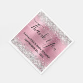 Silver Glitter Pink Folie Baby shower Hartelijk da Servet (Hoek)
