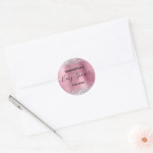 Silver Glitter Pink Folie Baby shower Ronde Sticker (Envelop)