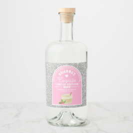 Silver Glitter Pink Girl Coquito Etiket op fles